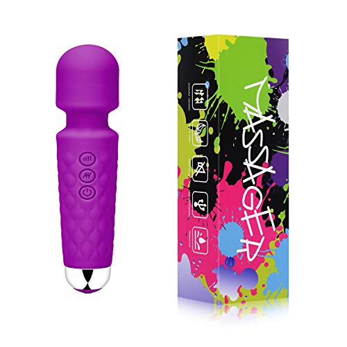 Upgrade Powerful Vibrate Mini Wand Massager - Rechargeable Handheld Cordless Waterproof Mute Personal Massager with 160 Modes for Back Neck Shoulder Massage, Perfect Gift for Women, Men - Purple