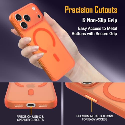 Image of ZAP CASE Paper Thin Case for iPhone 17 Pro Max | Ultra-Slim 0.5 mm Back Cover | Metal Buttons | Lightweight | Matte Finish | Anti-Fingerprint | Scratch Resistant | Camera Protection | Magsafe | Orange