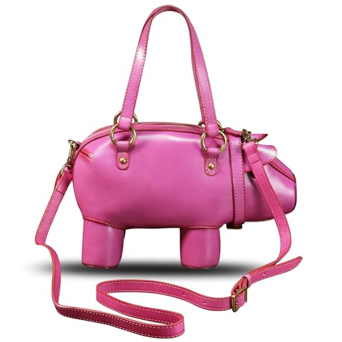 Genuine Leather Handbags for Women Cute Pig Shape Fashion Shoulder Bag Crossbody Bag Vintage Satchel Purses with Strap