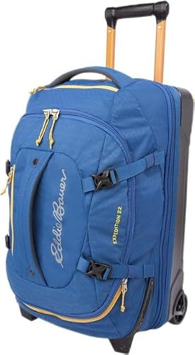 Eddie Bauer Expedition Rolling Duffel Bag with Wheels | Travel | Carry-On | Luggage | Rugged | Durable - True Blue, 22'