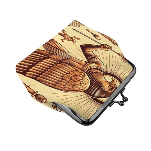 Pu Leather Buckle Coin Purse Ancient-Egyptian-Ankh-God Girls Kiss-Lock Change Purse Wallets3
