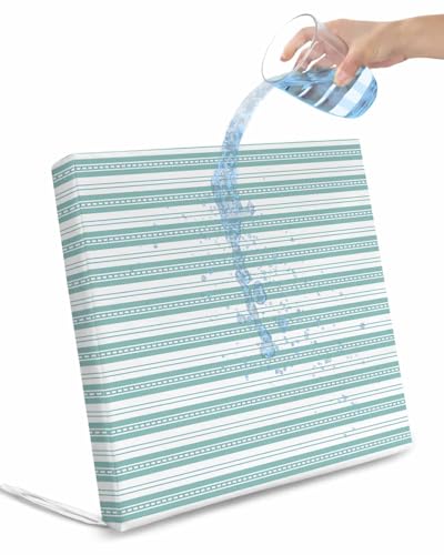 2 Pack Boho Turquoise Stripe Waterproof Cushion Covers with Ties, Outdoor Patio Chaise Lounge Chair Seat Cushion Slip Covers Replacement(Only Cover) Abstract Geometric White Minimalist 22