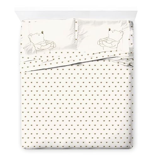 Image of Disney Winnie The Pooh Full Size Comforter Set 7 Piece Bedding, Beige | Bed in a Bag, Comforter Sheets Shams Pillowcases, Official Product, Soft Microfiber, Machine Washable, Kids Gift