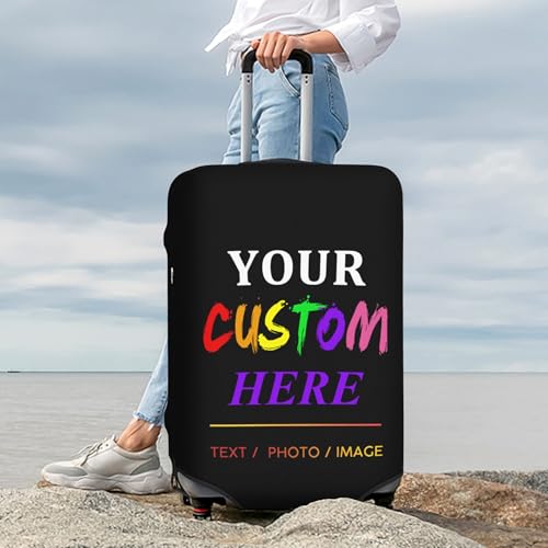 Custom Luggage Cover for 18-32 Inch,Personalized Luggage Cover, Add Your Own Name Photo Text Suitcase Case Double-Sided Different Design Travel Suitcase Case Travel Protector Elastic Washable3