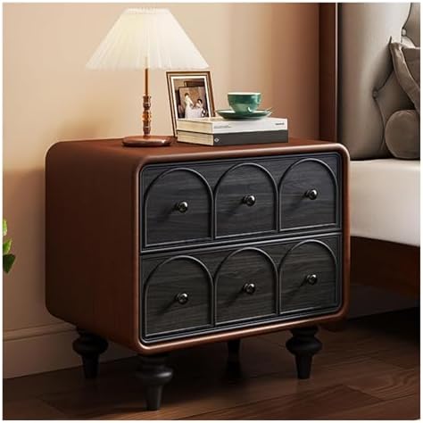 Curved Corner Nightstand, Stylish Bedside Table with Drawers, Versatile Side Table for Bedroom, Living Room, and Office, Space-Saving Design