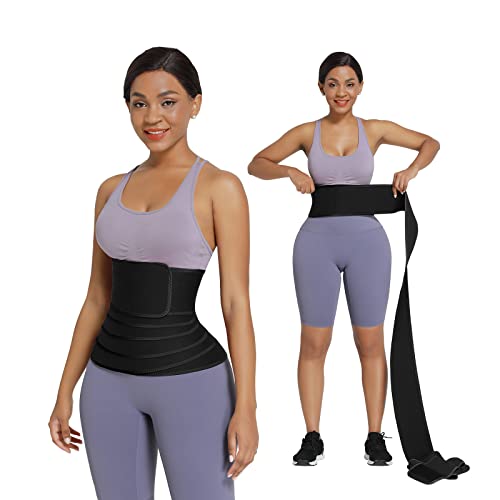 Waist Trainer for Women Waist Wrap Snatch Me Up Bandage Waist Wraps Upgraded Waist Wraps for Stomach Wrap for Plus Size Black