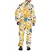 chaqlin Adult Onesie Pajamas Yellow Sugar Skull Fashion Zipper Sleepwear Women Onesie Halloween Costume Jumpsuit for Men One Piece Pajamas Playsuit with Pockets, Size 3XL