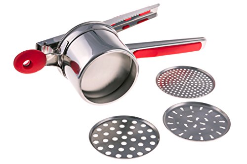 Cucino Kitchenware Potato Ricer with Silicone Comfort Grip Handle and Interchangeable Blades