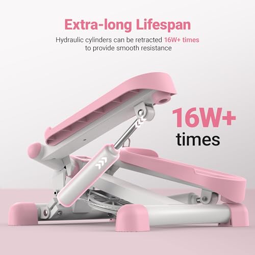 MERACH Mini Stepper for Exercise, Twist Stair Stepper 330LBS Capacity, Stepper Exercise Equipment with Resistance Bands for Full Body Workout, Rowing Machine with Exclusive App