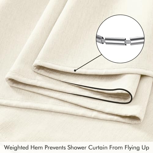 ANRODUO Ivory Linen Textured Fabric Shower Curtain Set - W72xL74 by ANRODUO - Used condition - Image 4