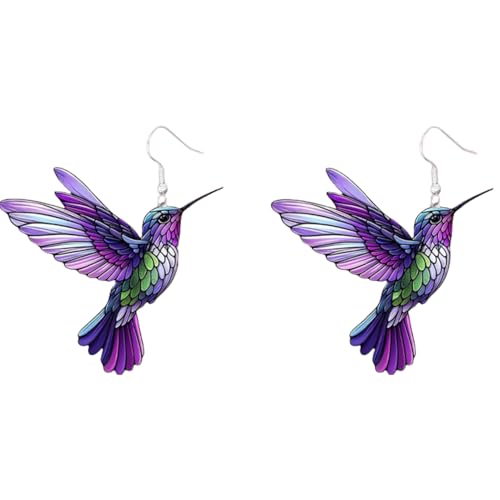 Hummingbird Earrings for Women Colorful Acrylic Animal Bird Drop Dangle Earring Jewelry-G