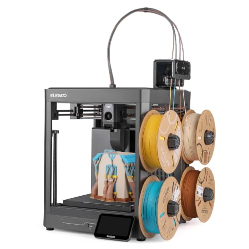 Image of ELEGOO Centauri 2 Combo Multicolor 3D Printer, 500mm /s High-Speed CoreXY with Canvas 4-Color Printing, Auto Leveling, Smart Filament Detection, 350C High Temp Nozzle, 256x256x256mm Build Volume