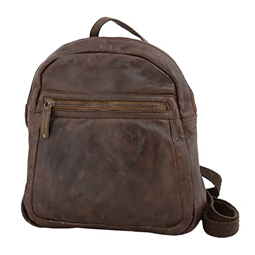 Sac à dos en cuir véritable marron petit format homme vintage de voyage