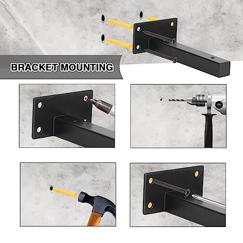 Faankiton 4 Pieces Heavy Duty Shelf Brackets, Floating Shelf Bracket, Industrial Black Shelf Brackets - Image 4