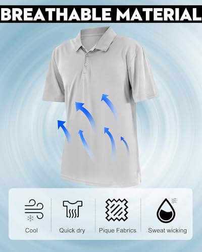 Chuarry 8 Pack Golf Shirt for Man Quick Dry Short Sleeve Casual Collared Athletic Perfomance T-Shirt2