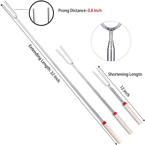 Marshmallow Roasting Sticks 8Pcs Extendable 32Inch Long Metal Barbecue Skewers For Grilling Set,Telescoping Smores Bbq Forks, Fire Pit Sticks For Hot Dogs,Camping,Bonfire #TOP1