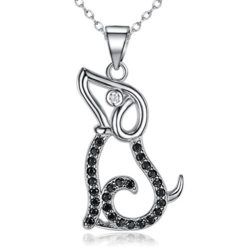 bgty plata de ley 925 perro cachorro colgante collar para las mujeres los niños 18 "