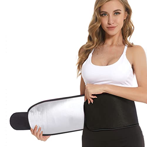 Waist Trimmer Belt For Women & Men Sweatband Waist Trainer Sauna Belt Low Back And Lumbar Support Suit Effect Workout Tummy Control Weight Waistline Body Heat-Trapping Silver Shaper Black-Silver #TOP12