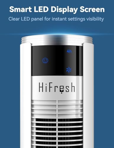 Image of HIFRESH 110CM Tower Fan for Room, Remote & Touch, 3 Speeds &3 Modes, 7H Timer, 25dB Silent Operation, High Speed Bladeless Fan for Home, 65 Oscillation Cover Room up to 25㎡, 50W Low Power Consumption