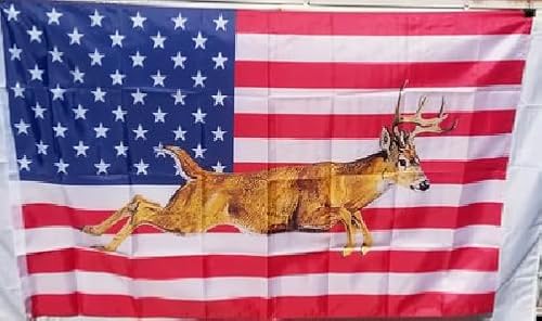 3X5 USA DEER FLAG RUNNING DEER HUNTING FLAG BANNER 100D