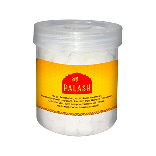 Image of PALASH Pure Camphor | Kapur | Kapoor Tablets Jar for for Diffuser, Pooja, Meditation (50 gm X 1 Jar)