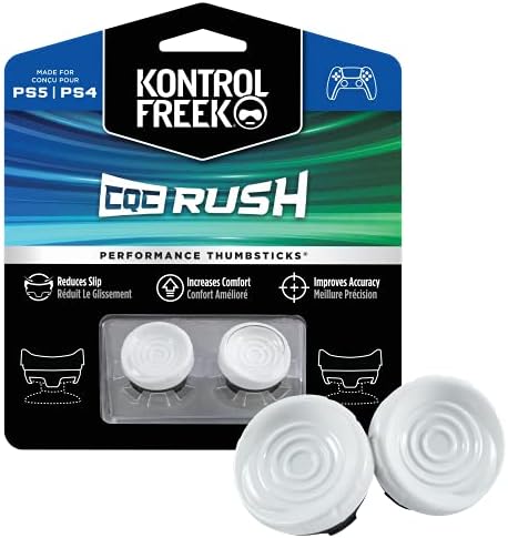 （02:30時点） Playstation 4 (PS4)・Playstation 5 (PS5) コントローラー向けKontrolFreek FPS Freek CQC Rush | Performance Thumbsticks | 2個・ミッドライズ・穴あり | 白