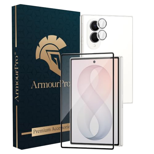 Image of ArmourPro Edge to Edge Tempered Glass for Samsung Galaxy Z Fold 8 with Silver Camera Ring Guard, 9H Screen Protector, Anti-Scratch, Anti-Fingerprint, Bubble-Free Installation Kit