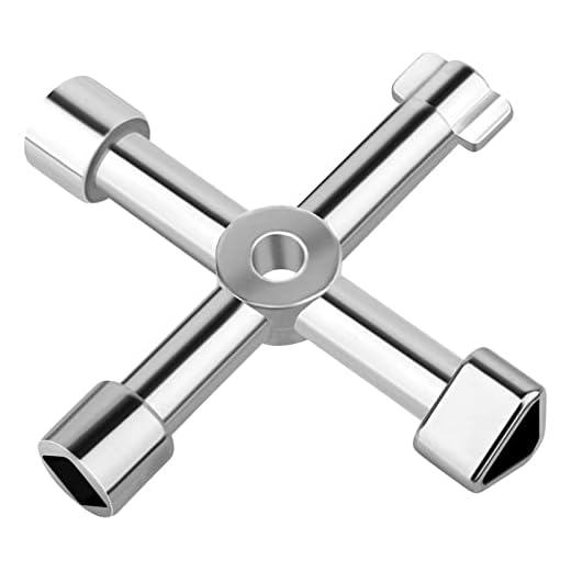 UKOFEW - Llave de cruz, 4 vías, llave multifunción, universal con 4 perfiles, aleación zinc, para caja de contador de gas eléctrico, armario (plata)