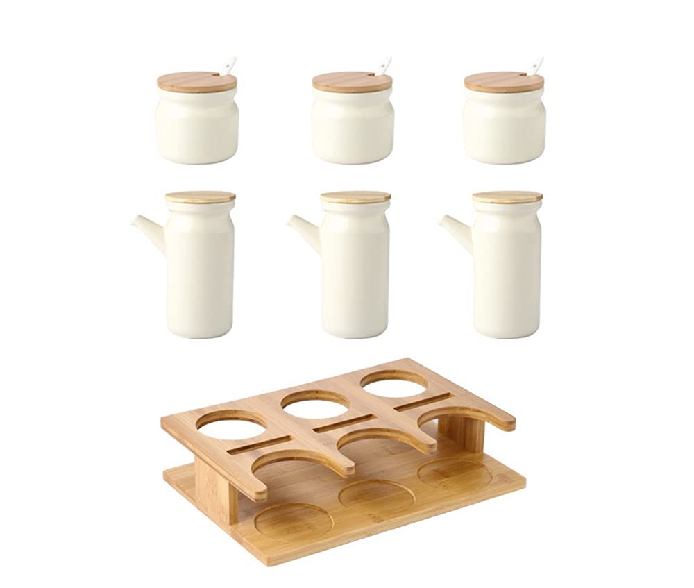 Zestaw puszek na olej, ceramiczna butelka z dozownikiem oleju, butelka 500 ml z dozownikiem sosu sojowego z drewnianą paletą, oliwa z oliwek, sos sojowy, ocet, cruet, płynny dozownik przypraw do