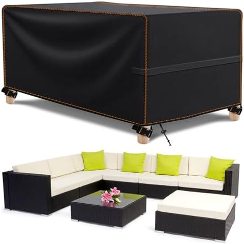 MUPAS Abdeckung Gartenmöbel Winterfest,420D Oxford 350x260x90cm | Wasserdichte abdeckplane für loungemöbel, terrassenmöbel, sitzgruppe,stühle und möbelsets,atmungsaktiv,winddicht
