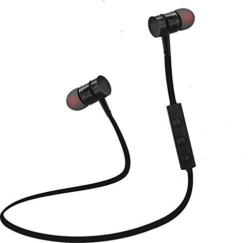 DUETMI D004 Wireless Magnet Bluetooth Earphone Headphone with Mic, Sweatproof Sports Headset, for Running and Gym, Stereo Sound with Ergonomic