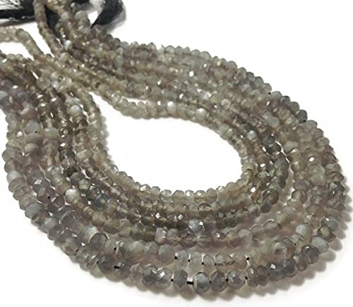 Grey moonstone faceted rondelles pierre de lune grise LKBEADS perles