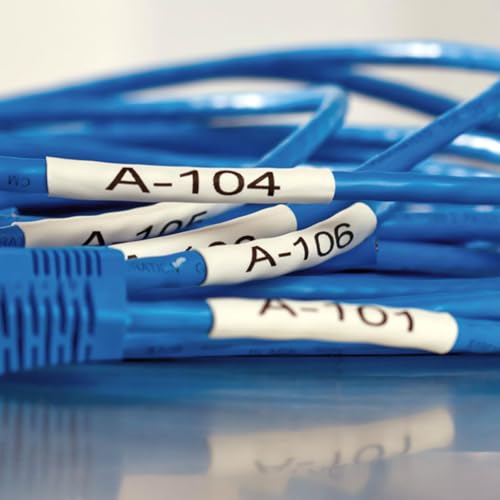Image of 6-Pack HSe241 Heat Shrink Tubing Label Compatible with Brother P Touch Label Maker Tape Black on White 18mm 0.7 inch Label Tape for Wire Cable Fits Brother PT-D400 PT-D600 PT-D410 PT-P700 Label KINGDOM