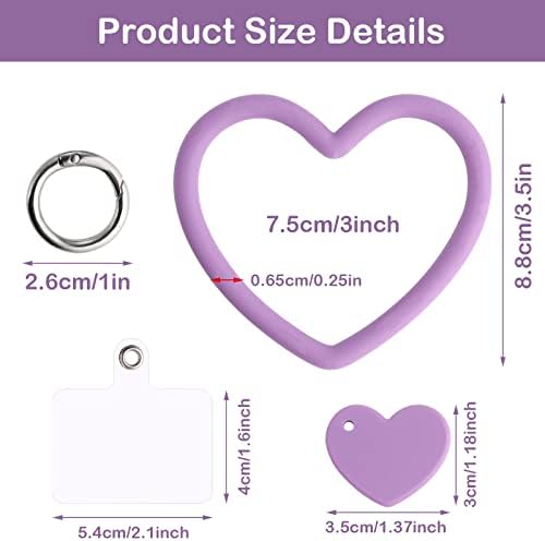 TIESOME Heart Loop Phone Lanyard, Smart Phone Hand Wrist Lanyard Strap with Key Chain Holder Compatible with Most Smartphones for Cell Phone Case Keys ID Badges with 2packs Back Patch(Purple)