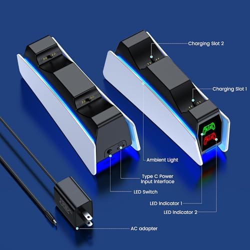 PS5 Controller Charger Station for PlayStation 5 Controllers Dual Stand Charger Dock, PS5 Controller Charging Station Accessories(S — view 8