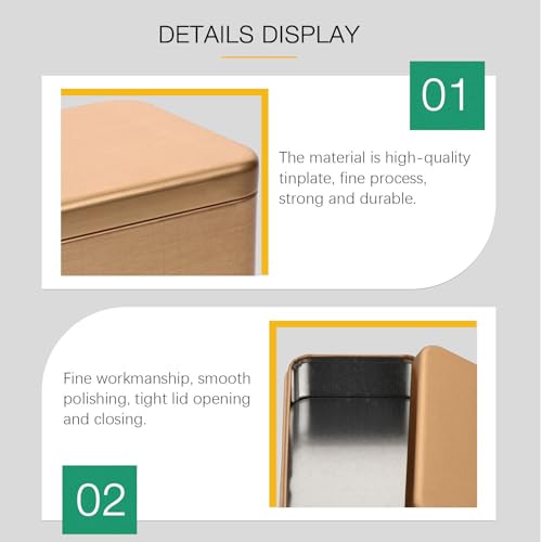 4PCS Metal Hinged Tin Box: Rectangular Portable Small Storage Container Kit with Lid, Empty Box for Home Storage (4.3x3.5x2.5 Inch/Golden)