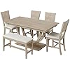 Amazon.com - 6-Piece Kitchen Dining Table Set for 6, Wooden Rectangular ...