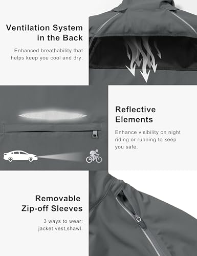 Image of Little Donkey Andy Women's UPF 50+ Cycling Jacket Windbreaker with Removable Sleeves