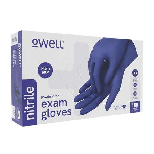OWELL® Blue Medical Exam Nitrile Gloves – Disposable Gloves, X-Small, 100 Count | Powder-Free, Latex-Free, Chemo Rated