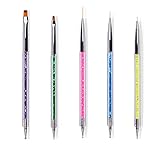 Geaekusa Nail Art Point Drill Drawing Brush Pen, 5 PCS Double Ended Nail Art Brushes, Nail Art Liner...
