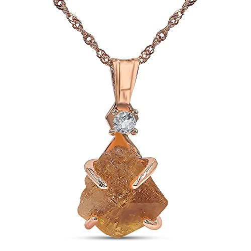 Raw Gemstone Crystal Pendant Chain and...