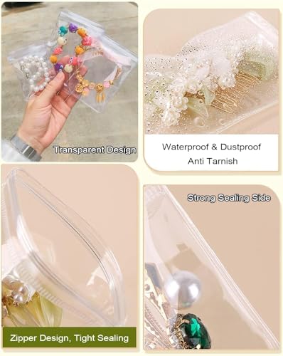 Image of Nibbler 21 Pcs (3 Sizes) Jewellery Organiser Storage Pouches Clear Zip Lock Cover for Rings, Earrings, Necklace, Transparent, Polyvinyl Chloride PVC (21 Mix)