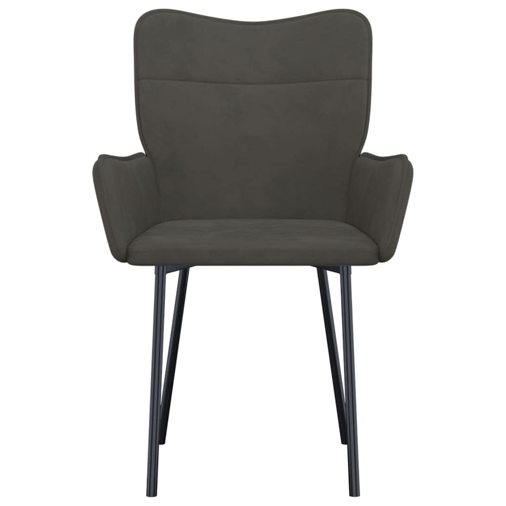 Krzesła do jadalni, 2 szt., ciemnoszare, aksamitne, tapicerowane, z podłokietnikami, ergonomiczny, metalowy stelaż, 55 x 58,5 x 81,5 cm, do kuchni, salonu, jadalni, nowoczesne wzornictwo