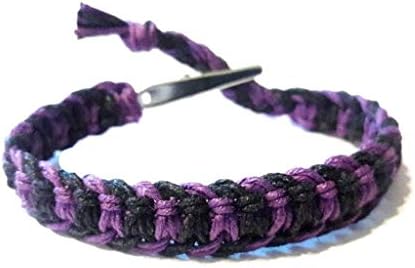 Hempnotic Jewelry Adjustable Alligator Clip Purple and Black Hemp Bracelet - Handmade
