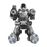 iLosy無線操縦ロボット、バトルトイ、手動調整可能、知育玩具、多機能、音楽、アクション、リモコン、走行、こども向け、誕生日、クリスマス、プレゼント (スペースグレー - ダブルリモコン)