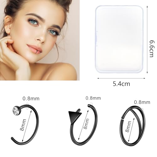 image for ONESING 29 Pcs 20G Nose Rings L Shape Studs & Hoops, Stainless Steel N