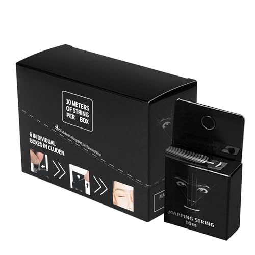 Maiitmor 10 m x 6 事前にインクを塗った眉毛マッピングストリング、より詳細な耐久性のある眉毛定規測定ツール、眉毛測定用の事前にインクを塗ったマッピング文字列、プロの眉毛マッピングスレッド、対称眉をマーキングするための測定ツール