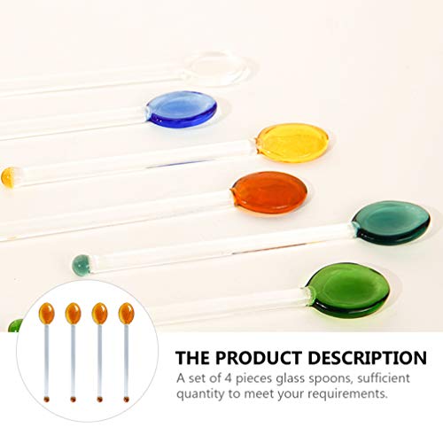 Hemoton 4Pcs Glass Stirring Spoon Rod Glass Teaspoon Clear Glass Spoons Long Handle Spoons For Espresso Dessert Mixing Drinks Appetizer Honey Amber #TOP4