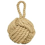 Monrocco Decorative Door Stoppers Rope Knot Nautical Weighted Decorative Door Stop, Heavy Duty Doorstopper Cute Doorstop for Window Wedge, Bookend 5.9 inch (Natural Jute)