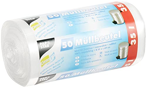 Papstar 12460 Müllbeutel, HDPE 35 L, 69 x 55 cm, 200 Stück, transparent – Ansicht 2